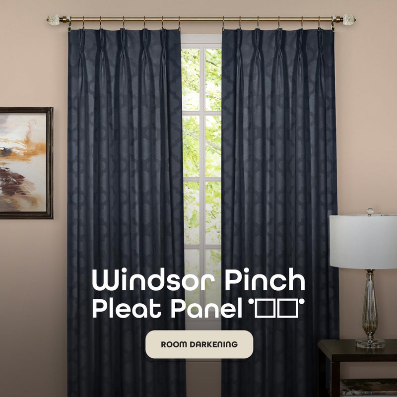 ACHIM Windsor Room Darkening Pinch Pleat Panel Window Curtains - 34 x 84 Inch (Navy) - Polyester Soft Window Panel Blackout Drapes - Pleated Window Shades for Bedroom & Living Room Home Decor - Image 2